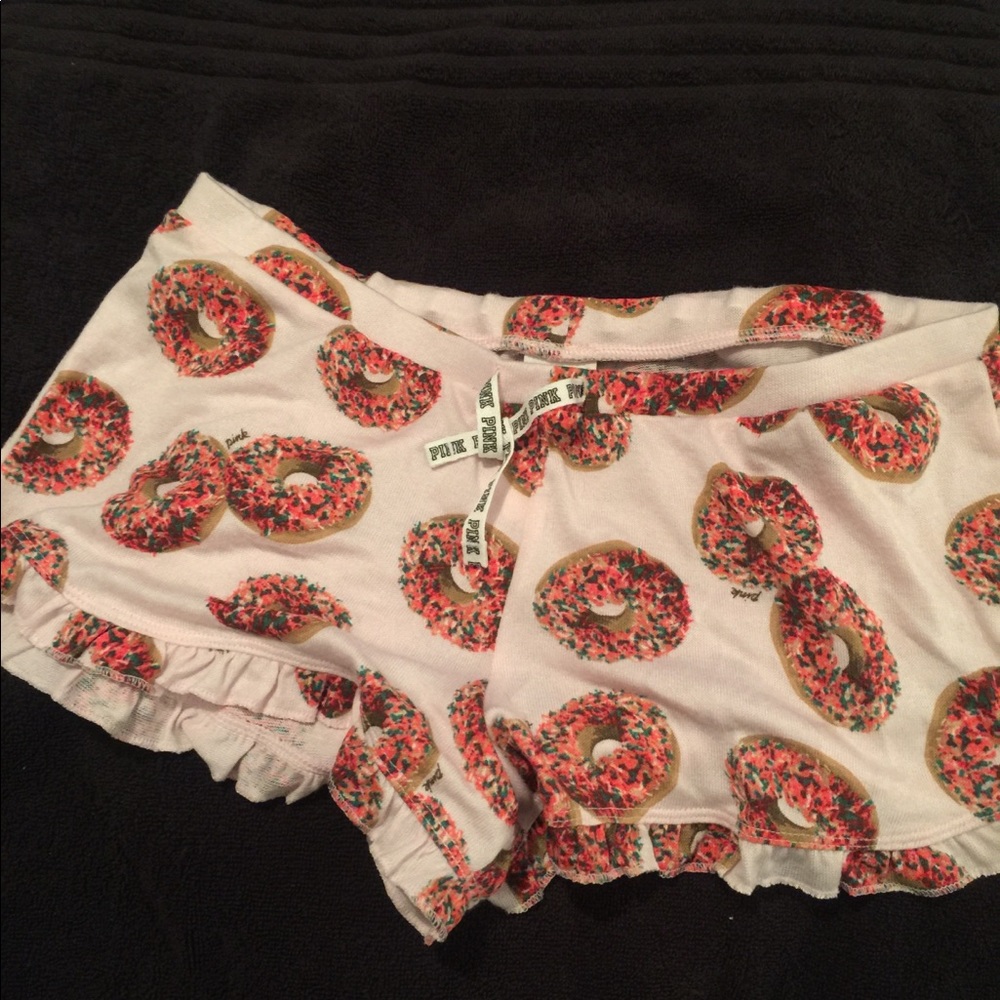 VS PINK•pink colored donut print sleep shorts